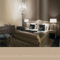 Post-modern modern simple luxury double bed Hong Kong-style light luxury bed screen bed villa wedding bed pull-Button Queen bed