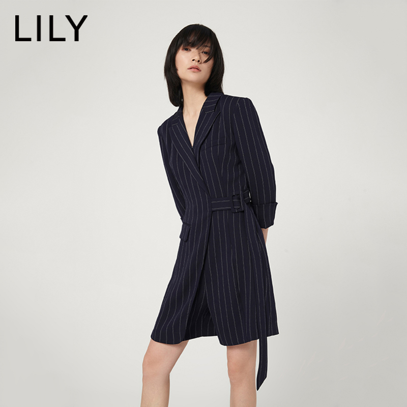 LILY2020夏新款女装气质条纹收腰修身显瘦直筒连体裤120200C7198,降价幅度45.5%