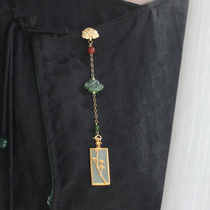 Danni original Chuangyi bamboo | S925 sterling silver inlaid natural Hetian Jade retro cheongsam flap pendant pendant