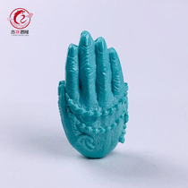 Natural raw ore turquoise buddha hand carvings High porcelain seamless Seiko small pendant men and women 108 pendant clips