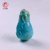 Natural raw mineral turquoise monkey carvings High porcelain non-optimized personality diy accessories Men and women clavicle chain pendant