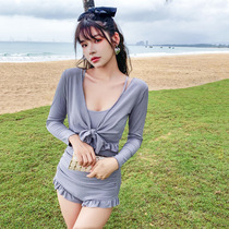 Soak hot spring swimsuit 2021 new one-piece two-piece long-sleeved blouse conservatively cover belly look thin student swimsuit woman