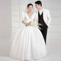 French-style satin main wedding dress 2021 bride simply received the greeting gossip gown dress brigade