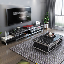Marble coffee table TV cabinet combination set full TV cabinet simple modern Nordic rectangular tea table living room