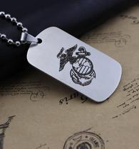 DIY laser engraving US military brand titanium steel frosted employee number plate necklace anti-loss dog tag pendant