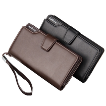 Mens long wallet soft leather multi-card 2021 new clutch tide personality zipper buckle youth handbag tide
