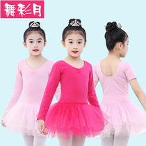 Cotton childrens dance practice dress ballet dress female Latin conjoined performance long and short sleeve dancing Summer Winter girl