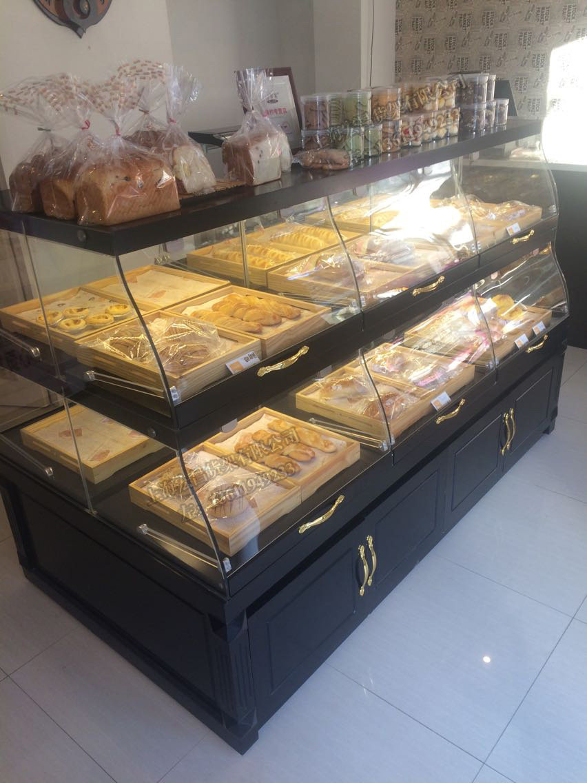 新款欧式实木弧形面包柜架展示柜中岛柜边柜蛋糕店模型柜厂家直.