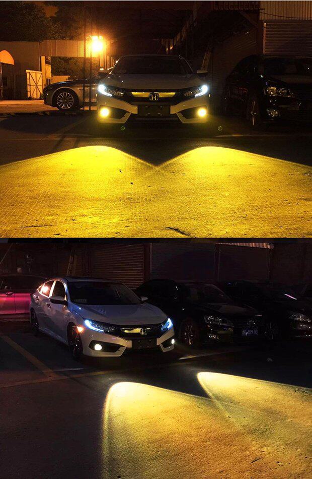 汽车led前雾灯黄金光高亮改装h11 9005 9006 h8 h3防雾黄金眼灯泡_7折