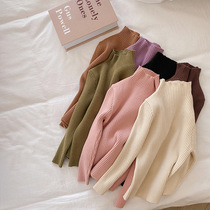 Girls Thick Warm Half Turtleneck Sweater 2020 Autumn Winter Dress for Children Baby Candy Color Knitted base shirt