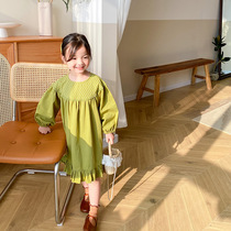 kai mother girl lapel dress summer autumn Korean version of baby thin skirt foreign baby collar Princess dress