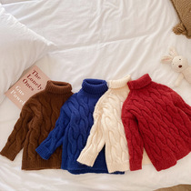 Girls Twist Turtleneck Sweater 2021 Autumn and Winter New Children Thick Wool Knitted base shirt Mens Treasure Jacket