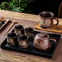 Yixing antique purple sand kung fu tea set teapot large capacity modern simple personal Tea Cup home office tea plate set