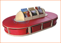 Kindergarten Pinus sylvestris fireproof board sofa bookcase combination toy cabinet children solid wood bookshelf book Island locker