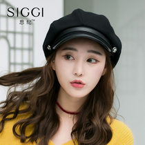 Siggi hat womens autumn and winter Korean version wild wool beret simple retro octagonal hat casual cap
