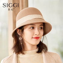 Siggi hat womens autumn and winter wild wool felt hat Elegant socialite small topper Simple retro fisherman hat
