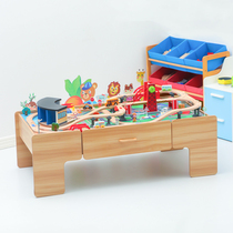 Children Playground Multifunction Track Gaming Table Puzzle Innovative Building Blocks Assembly Small Train Track Suit