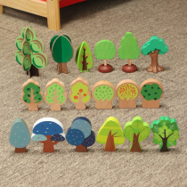 Wooden toy tree with wooden train track scene accessories forest parquet tree compatible with millet rice rabbit