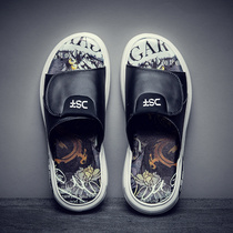 New slippers 2021 summer ins Tide brand one-word drag mens sandals explosive sandals outdoor wear Net Red fashion and leisure