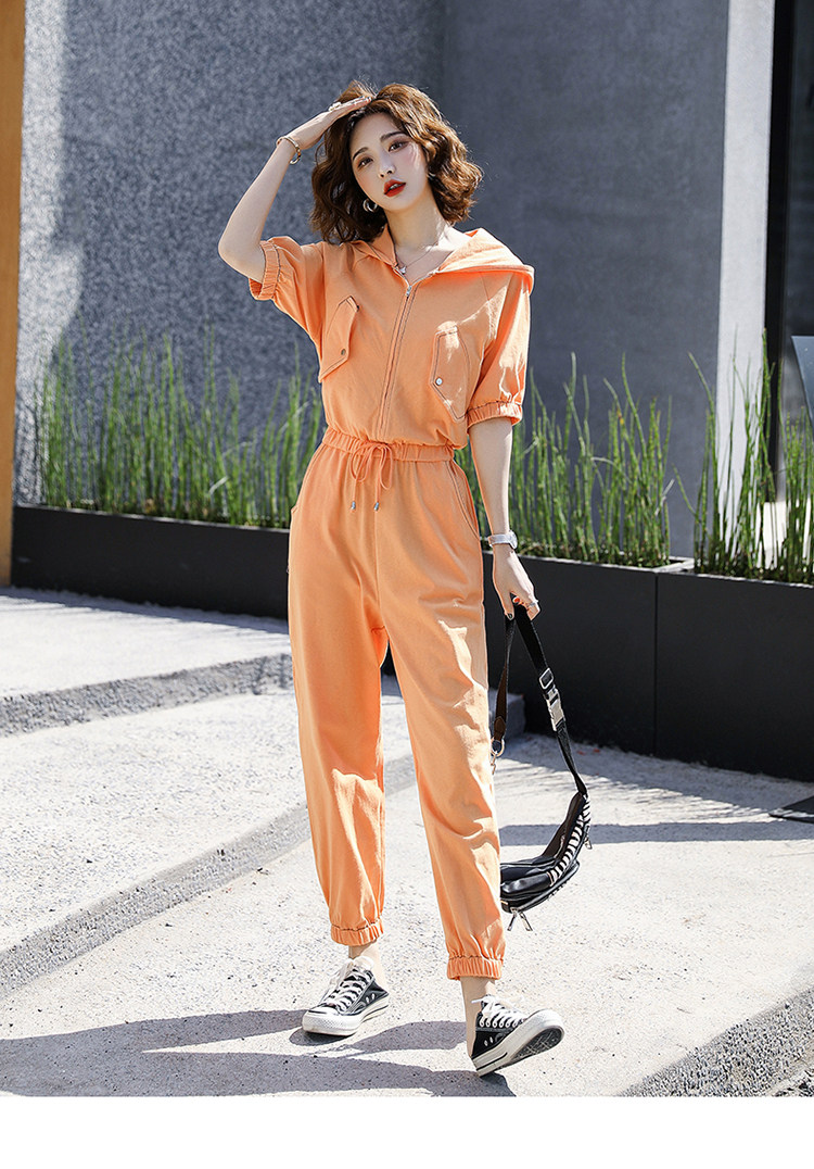 连体裤套装女夏装2020新款休闲高腰显瘦帅气工装小个子网红连衣裤