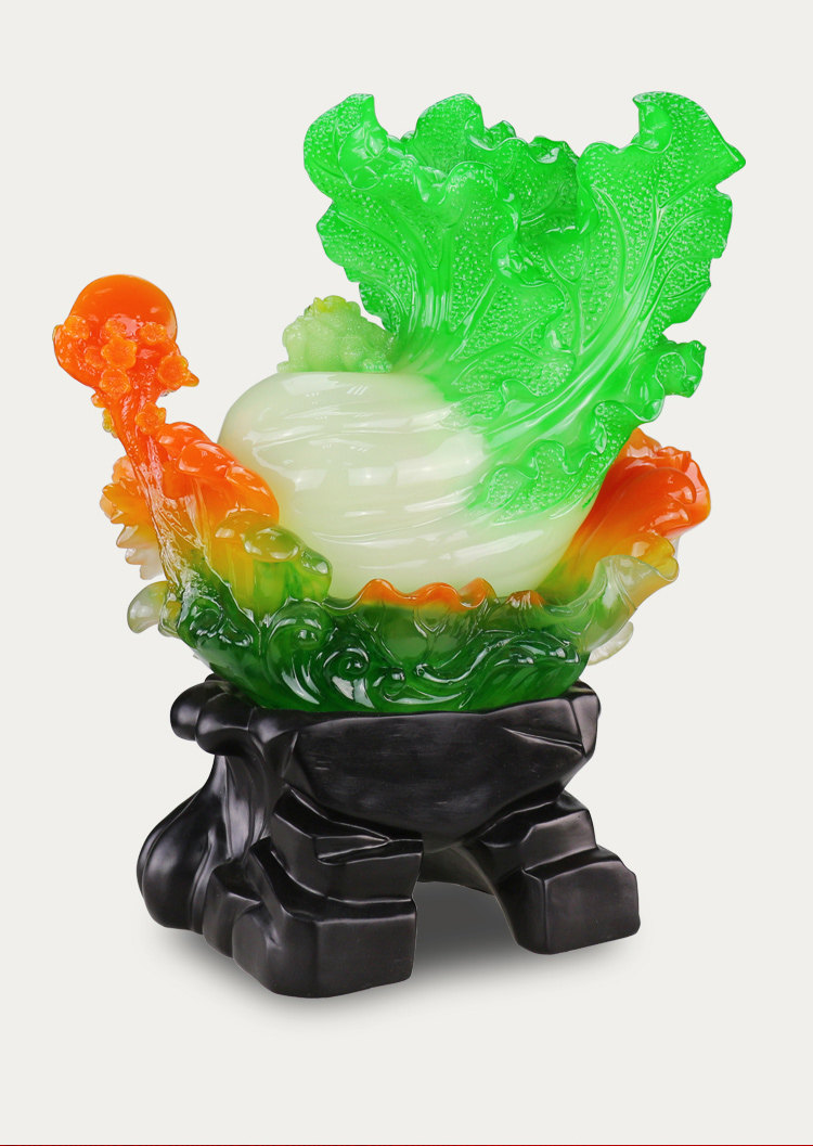 礼邦 旺财四季玉白菜摆件大号 现代客厅装饰品搬家礼物开业礼品