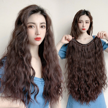 Women's Wig U-shaped Long Curly Hair One-piece Net Red Half-Head Cover Large Wave Long Hair Natural Seamless Full Head Cover