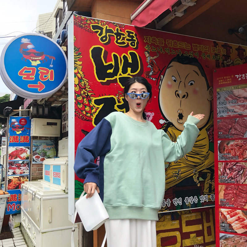 顽童大人onetong丨宽松休闲撞出新天际的两色双面可穿拼色卫衣