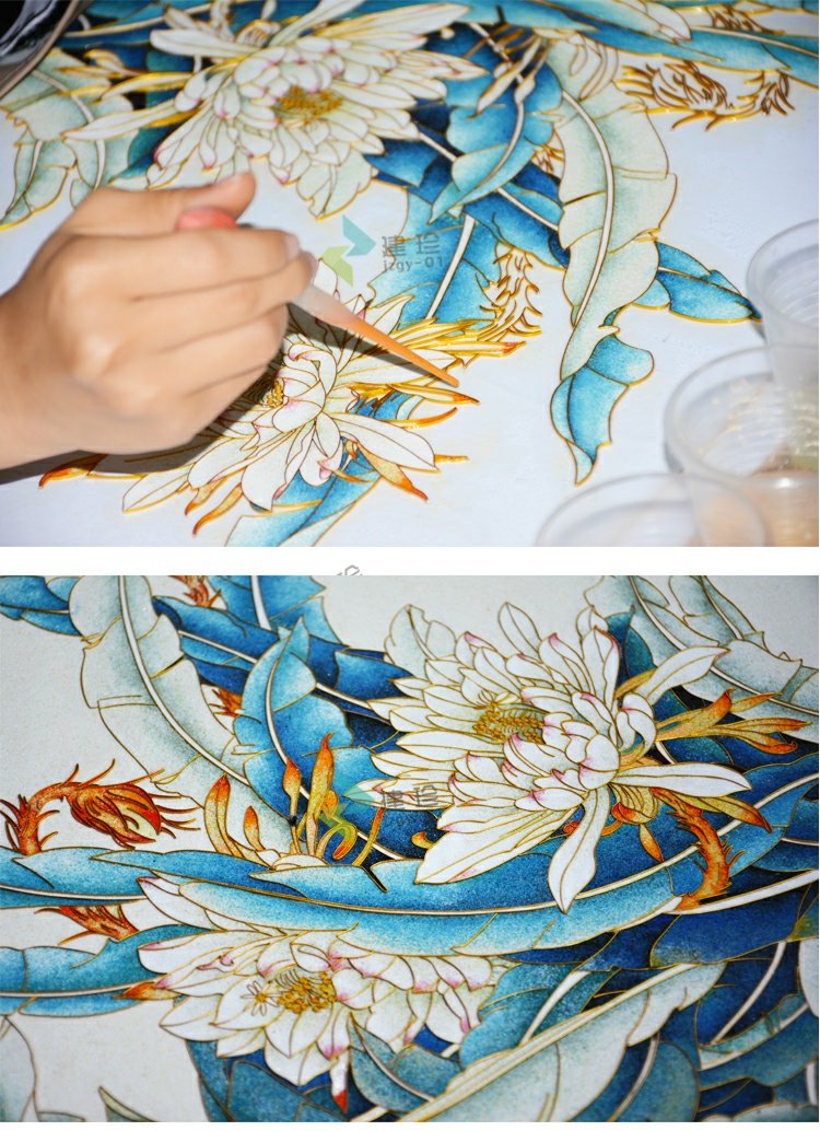 水晶金丝彩沙画材料diy套装 双飞 景泰蓝工艺画 珐琅掐丝免描图