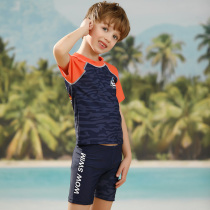 2021 new childrens swimsuit boy professional sun protection quick-drying summer small and large children swimming trunks boy split swimwear