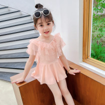 New childrens swimsuit baby one-piece cute girl middle child ruffle princess skirt hot spring swimsuit