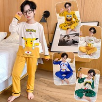 Childrens pajamas boys Spring and Autumn long sleeve cotton cartoon middle-aged boy 12-year-old home clothes baby Autumn suit