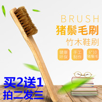 Pig hair long handle brush Bamboo shoe brush Pig bristle brush Shoe washing soft hair Soft hair brush Bamboo handle cleaning brush Industrial brush