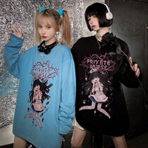 Fried Street Commute Anime Nurse Sister Printed Long Sleeve T-shirt Male And Female Loose Tide Card Erotician blouses