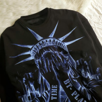 Big code European and American street freedom goddess printing without cap and thin clothing female hiphop hip hop lovers jacket male tide