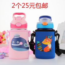 Children thickened cartoon cup sleeve stainless steel water glass plastic cups special protection bag insulation to carry back