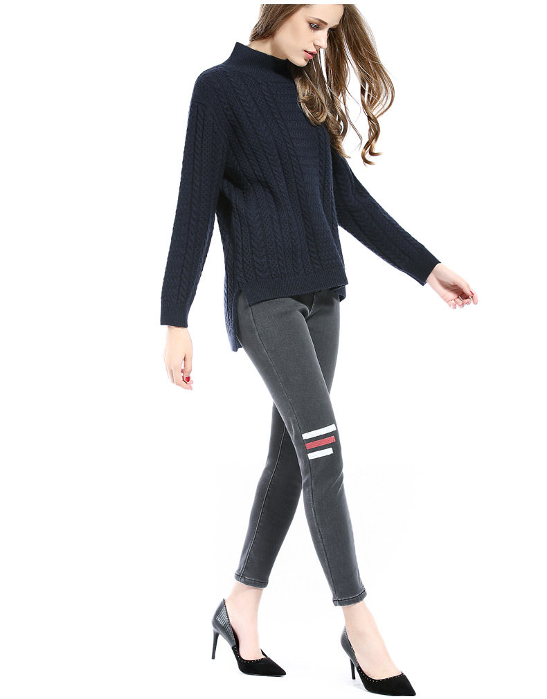 zk粗棒针前短后长麻花针织打底加厚毛衣女毛衫线衣