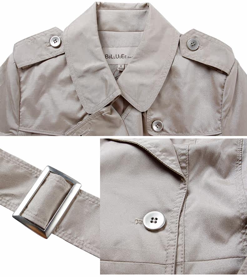 bblluuee粉蓝衣橱2015年春装新款女装经典时尚修身双排扣风衣