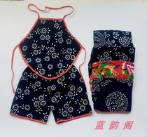 Wuzhen Blue Calico Childrens Summer Cotton Bellband Shorts Set Six One Yangko Chorus Performance