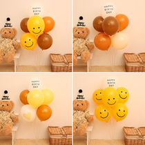 ins table floating laughs face Balloon Baby Birthday Scene Arrangement Decoration Childrens Birthday Party Picnic Photo Props