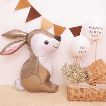 ins wind cute three-dimensional small rabbit aluminum film Balloon Baby Birthday Cartoon Animal Scene Decoration Arrangement