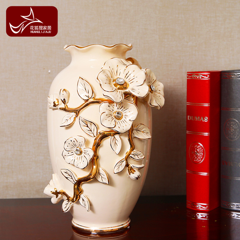 European ceramic vase three - piece sitting room place wedding gift flower arranging flower implement practical household decorations