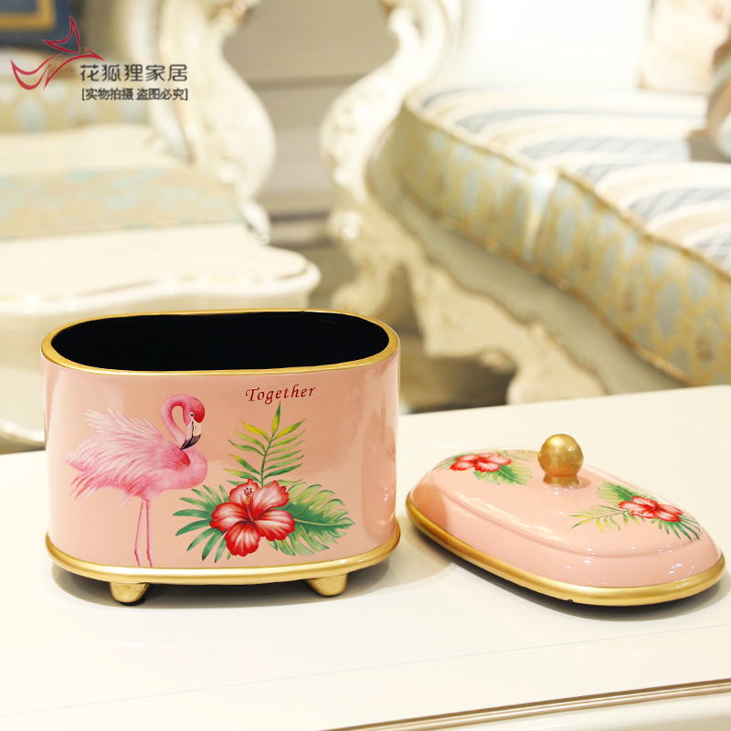 Creative ceramic tank storage tank furnishing articles with cover home sitting room tea table candy jar household adornment caddy fixings as cans