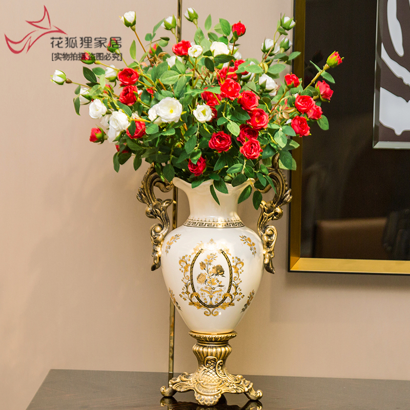Light modern European - style key-2 luxury ceramic vases, flower implement simulation flower arranging flower art creative American household contracted sitting room place