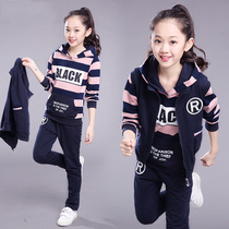 Girls autumn suit 2021 new 9-10 foreign style childrens clothing 12 Net Red big children sports girl clothes 13 years old