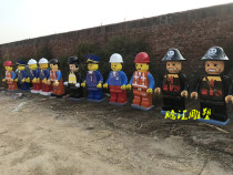 Lego robot engineer glass fiber reinforced plastic resin doll doll animation mascot sculpture mall can be customized