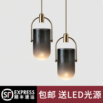 Nordic single head chandelier glass restaurant Bar Cafe creative bedside bedroom TV background wall chandelier