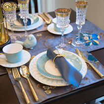 European dining table Western Western tableware American household light luxury spoon plate napkin meal buckle steak knife and fork plate set