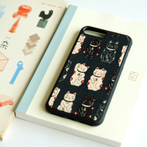 Custom iPhone12 original handmade fabric mobile phone case protective cover mini Japanese style and style lucky cat black soft shell