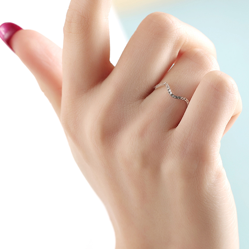 genuine platinum ring female pt950 simple personality platinum ring ripple wave shape new birthday gift for girlfriend