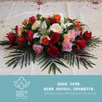 Simulation flower conference table flower large round table flower podium flower red rose silk flower business table flower decorative flower